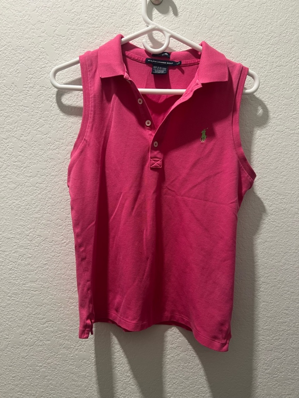 Ralph Lauren Golf Slim Golf Fit Sleeveless Polo Shirt Pink Large